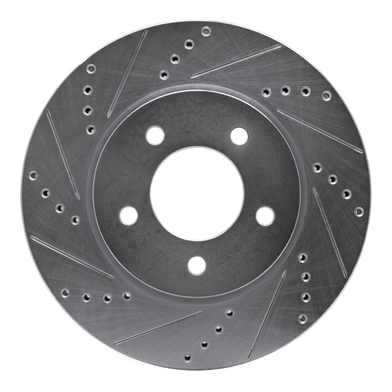 Chrysler Pacifica Brake Rotor (1) - Front Left - R1 Concepts - Drilled & Slotted - Silver - `04-`08